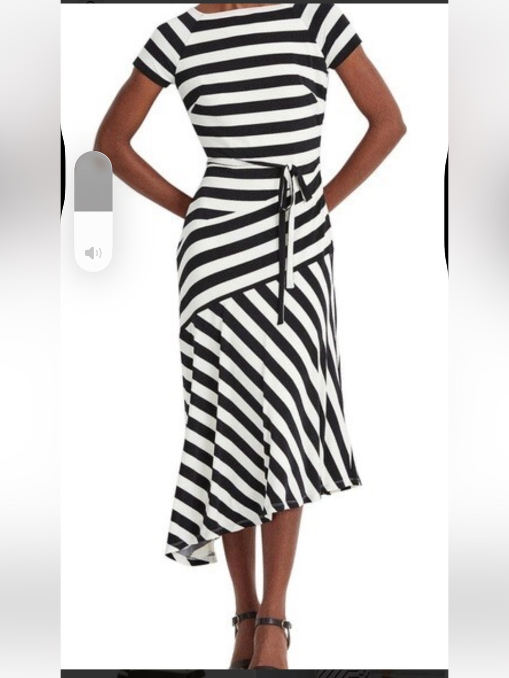 RALPH LAUREN BLACK AND WHITE CONTRASTING STRIPE ASYMMETRICAL DRESS W/BELT SZ 8